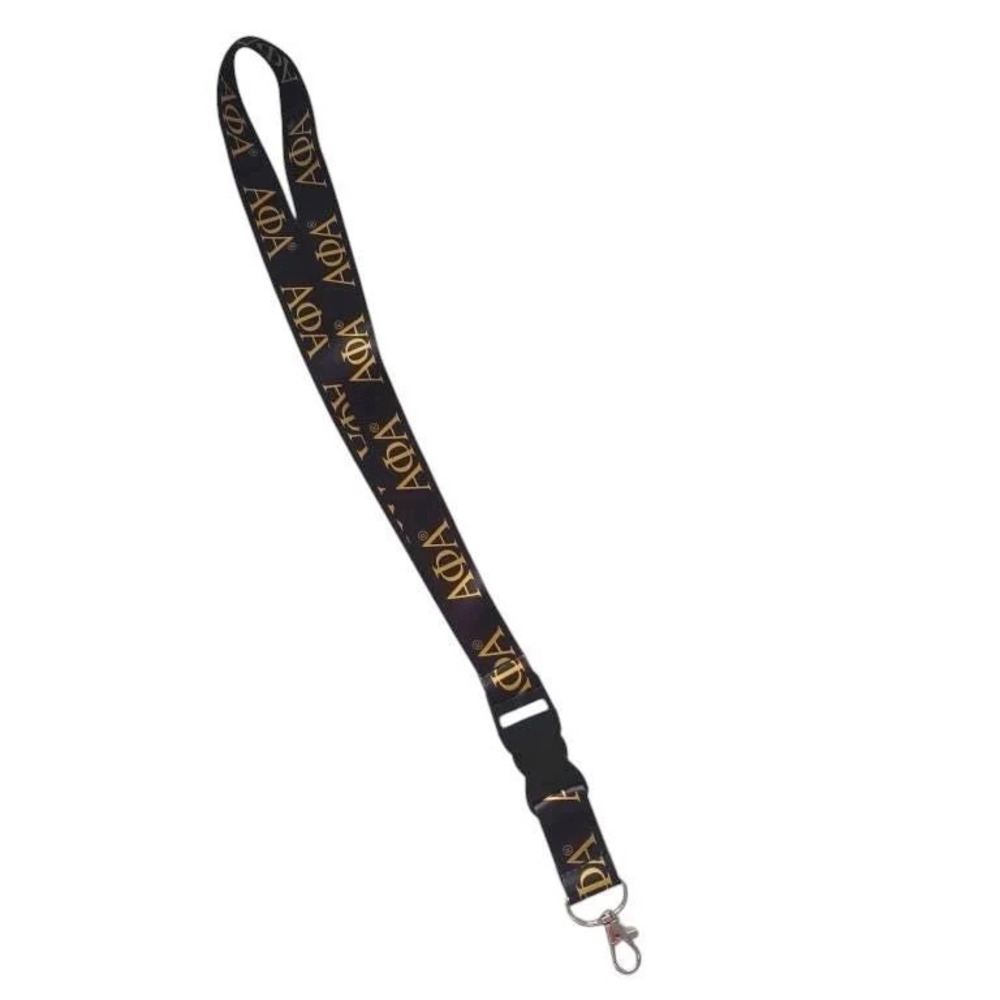 Alpha Phi Alpha Lanyard | Black & Gold Keychain Holder